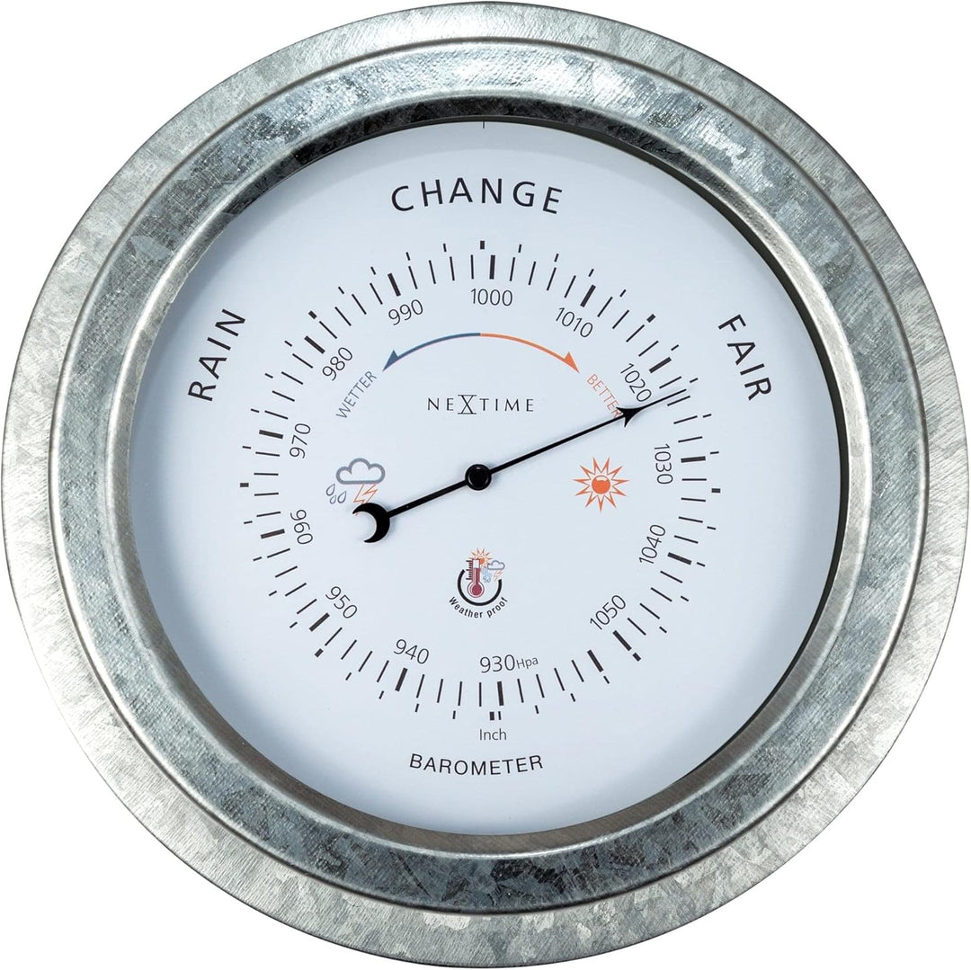 NeXtime Barometer aussen - Ø22CM - Metall - Verzinkt „Orchidee“