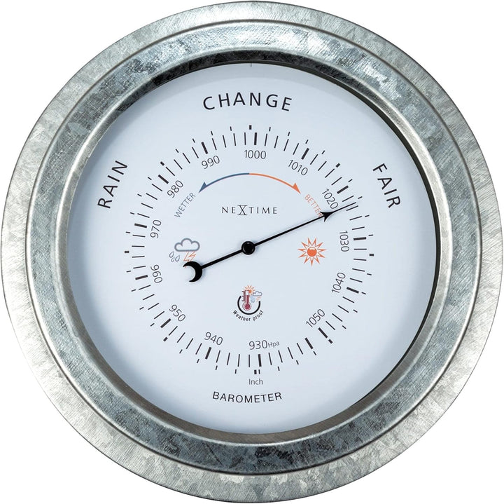 NeXtime Barometer aussen - Ø22CM - Metall - Verzinkt „Orchidee“