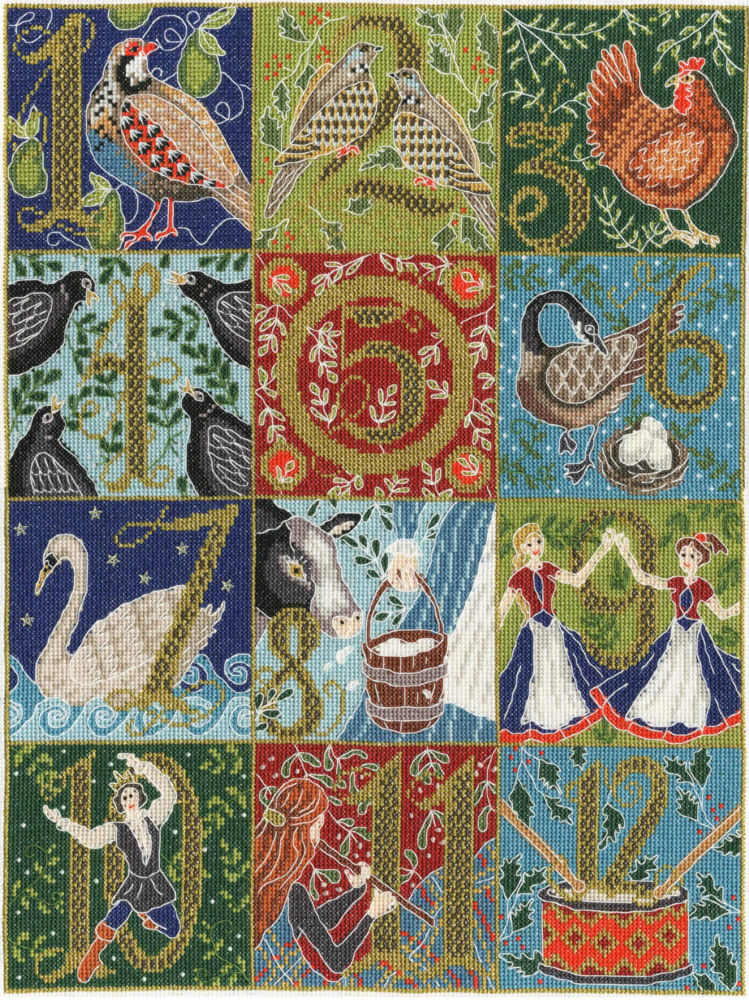 Bothy Threads Kreuzstich-Set 12 Tage Weihnachten, 31x42cm, XX12, Zählmuster