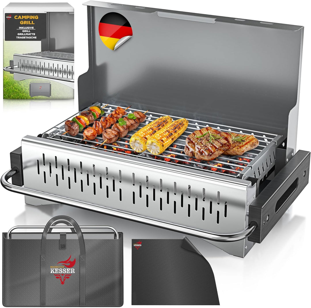 KESSER® Klappgrill tragbarer Camping Grill | Holzkohlegrill aus pulverbeschichtetem Stahl inklusive