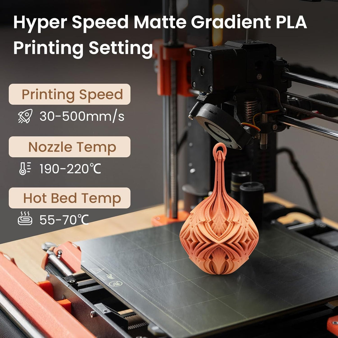 ERYONE Matte PLA 3D Drucker Filament 1.75mm, Matte Gradient Rainbow PLA, Massgenauigkeit +/- 0.03 mm
