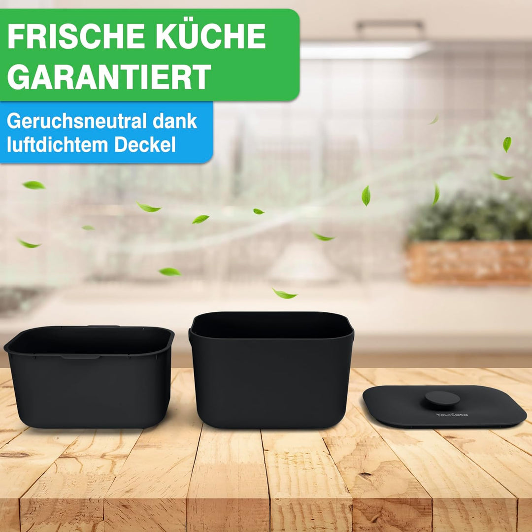 YourCasa Biomülleimer Küche 5L - Komposteimer für alltäglichen Biomüll Behälter - Spülmaschinenfest