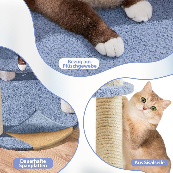 Yaheetech Kratzbaum, Ozean Design Katzenbaum Katzenkratzbaum, mit Plattform Raumkapsel Sisalstämme,