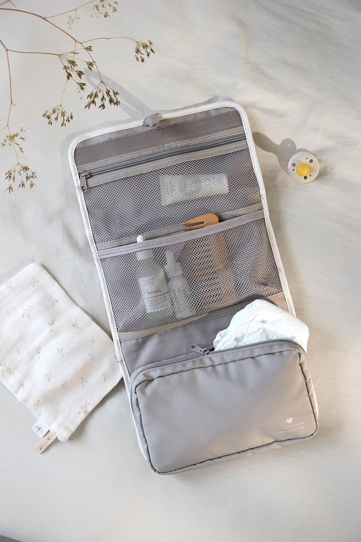 LÄSSIG Windeltasche XL mit Wickelunterlage für unterwegs Nature Leaves | Wickelorganizer, Baby Wicke