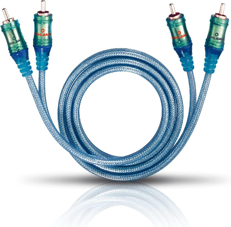 Oehlbach Ice Blue Cinch Kabel 1,5m - Audio Kabel für Plattenspieler, Heimkino, und HiFi Anlage - 2-F