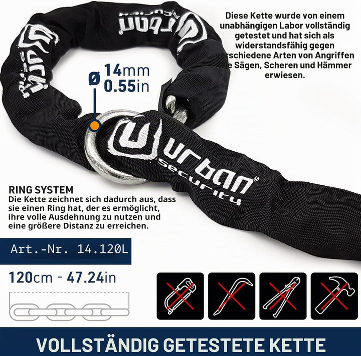 URBAN - Antivol Chaîne Lasso 14Mm L120Cm