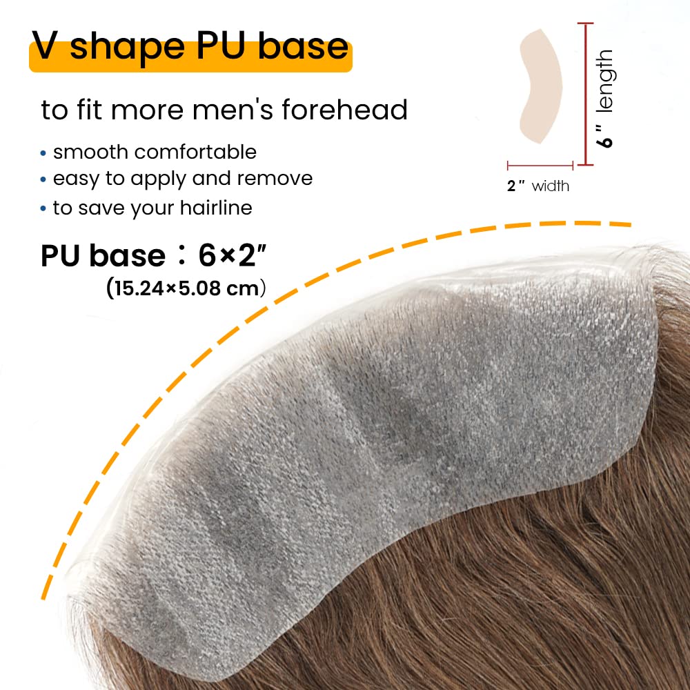 Lordhair Toupet Herren,100% Europäisches Echthaar Herren Toupet Echthaar,V-LOOP Skin Toupet Herren,T