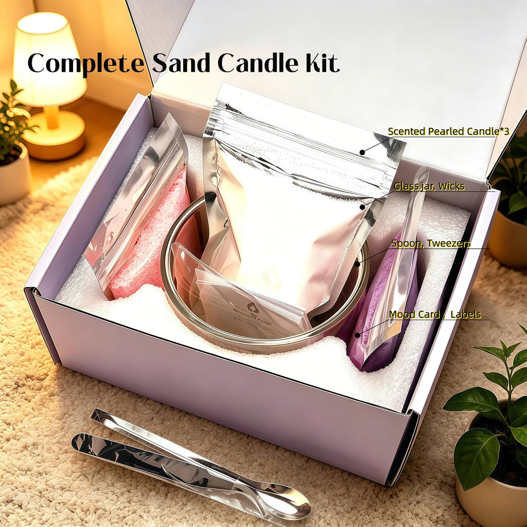 CandHeal Kerzensand mit Dochte &amp; Glas, Rose Pearled Candle | Romantik &amp; Wohlfühlen, 3-farbiger pflan