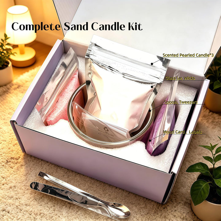 CandHeal Kerzensand mit Dochte &amp; Glas, Rose Pearled Candle | Romantik &amp; Wohlfühlen, 3-farbiger pflan