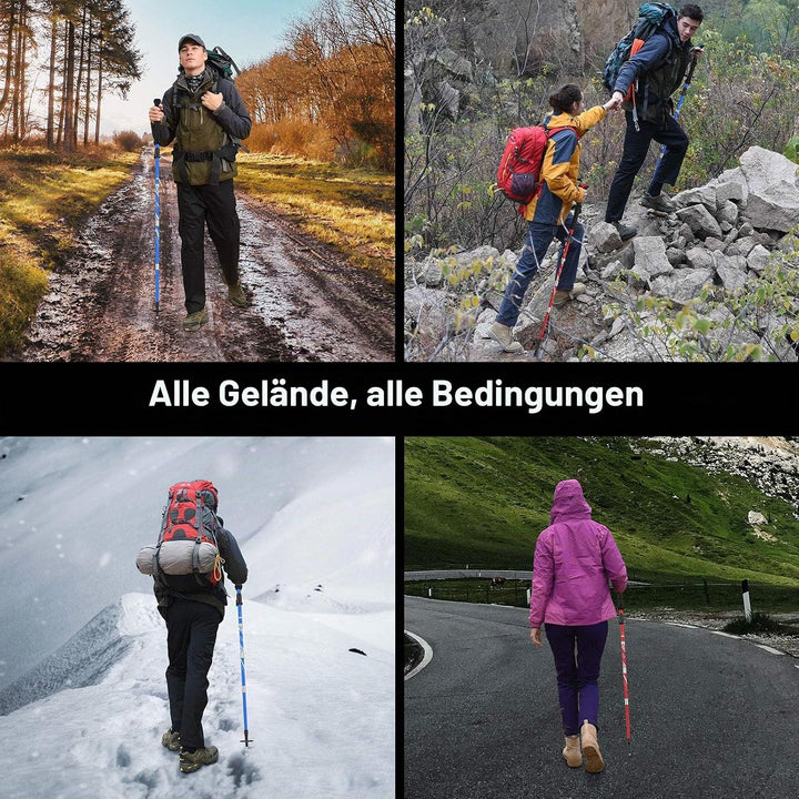 BISINNA Wanderstöcke Trekkingstöcke Nordic Walking Stöcke - 95-115 cm / 115-135 cm Faltbar Verstellb