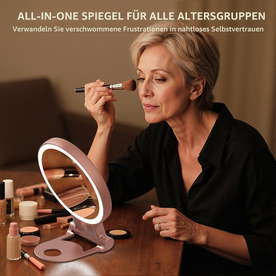 Auxmir Kosmetikspiegel mit Beleuchtung, 30X/1X Doppelseitig Schminkspiegel mit Licht, Dimmbar Spiege