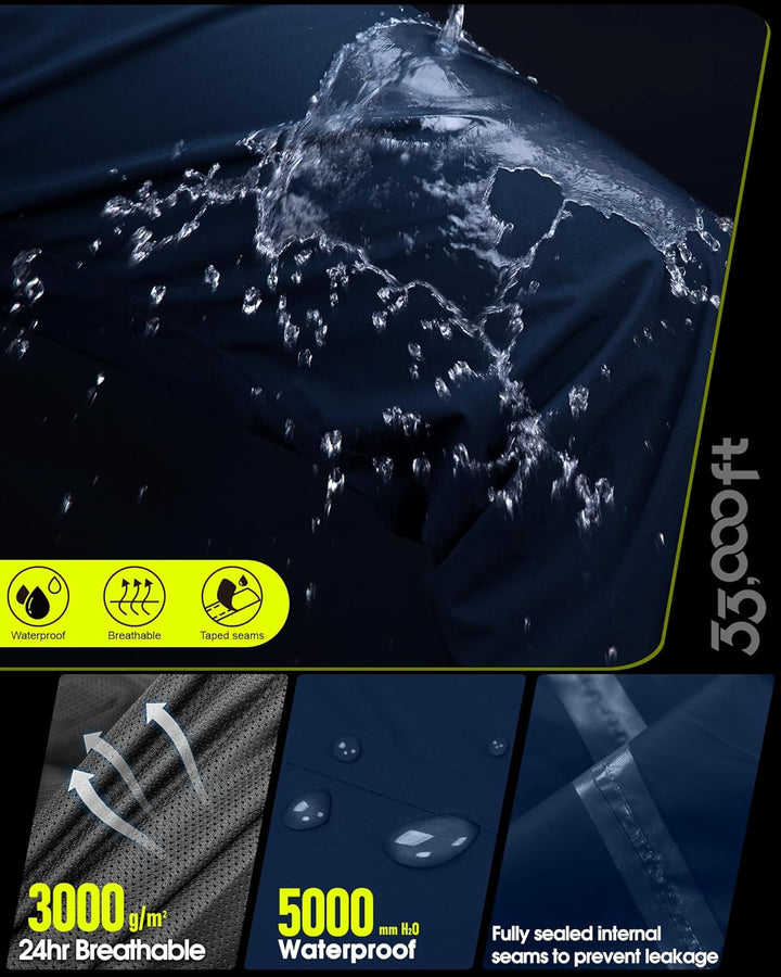 33,000ft Herren Regenhose wasserdichte Outdoorhose Leichte Wanderhose 5000MM Winddichte Regenhose zu