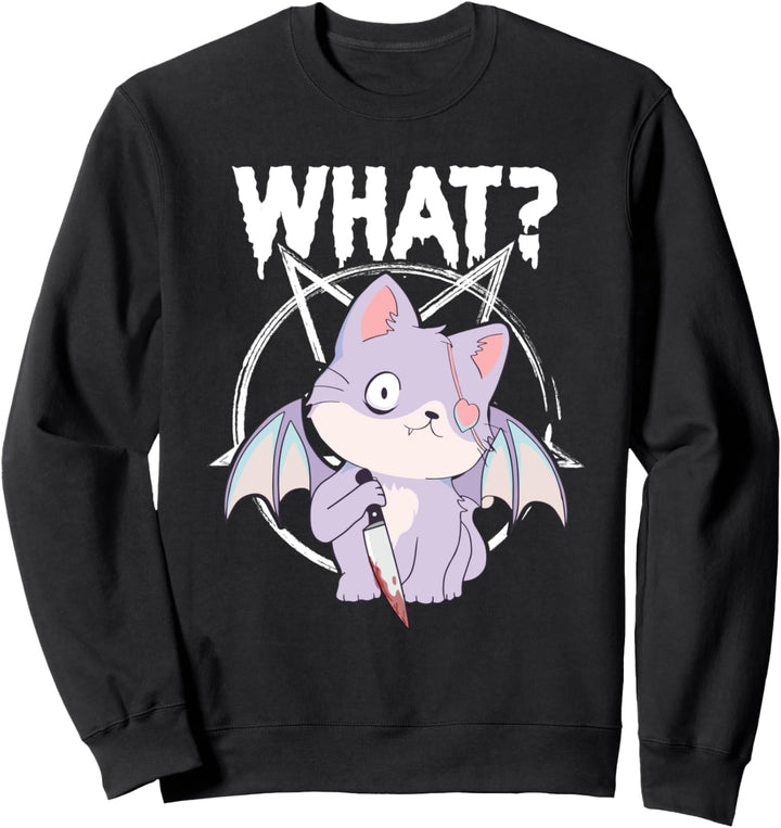 Cat What? Pastel Goth Pentagramm Lustige Katze Sweatshirt