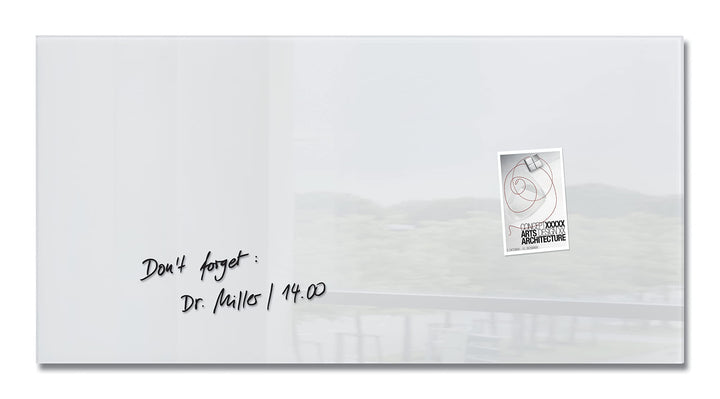 SIGEL GL146 Premium Glas-Whiteboard 91x46 cm super-weiss hochglänzend, TÜV geprüft, einfache Montage