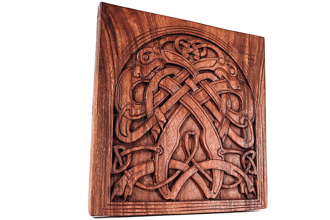 Windalf Grosses Vikings Holzbild CULLAIN VIKING WOOD ART 32 cm Wandrelief Handarbeit Holz