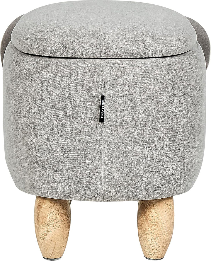 Hocker mit Stauraum für Kinder Tierform Samt helles Grau Holzbeine Modern Coala