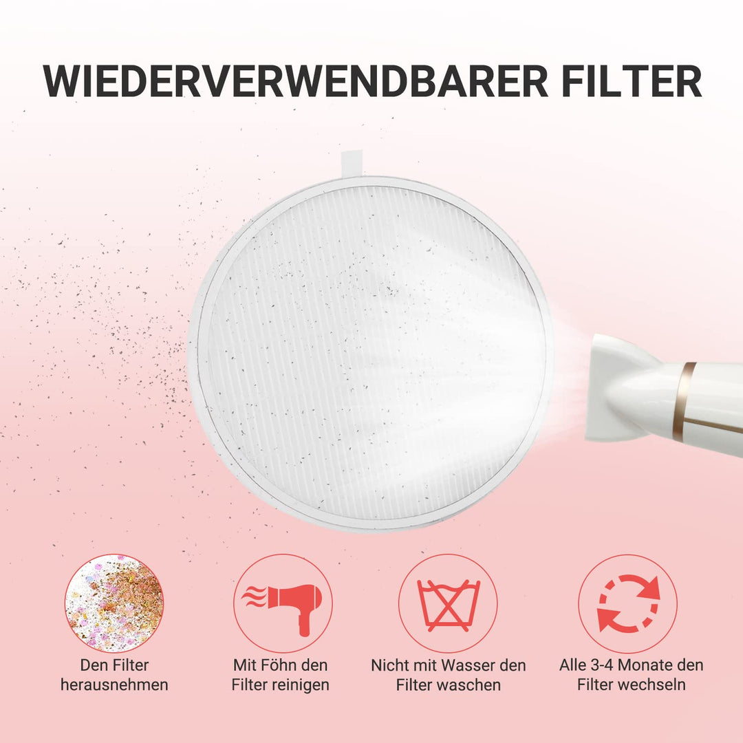 MelodySusie DR-3011/DR-3011A Nagelstaubabsauger Filter, 2 Stück Wiederverwendbar Ersatzfilter Nur fü