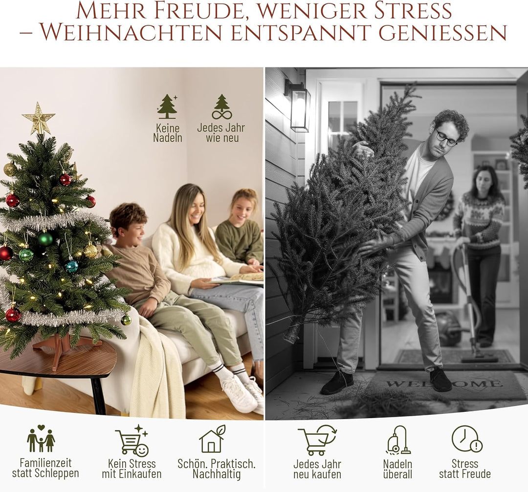 Premium Weihnachtsbaum künstlich 90cm -TESTSIEGER - Naturgetreu, dichte Zweige, Künstlicher Weihnach