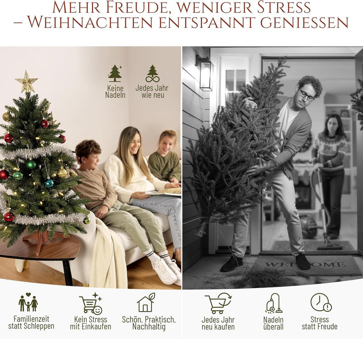 Premium Weihnachtsbaum künstlich 90cm -TESTSIEGER - Naturgetreu, dichte Zweige, Künstlicher Weihnach
