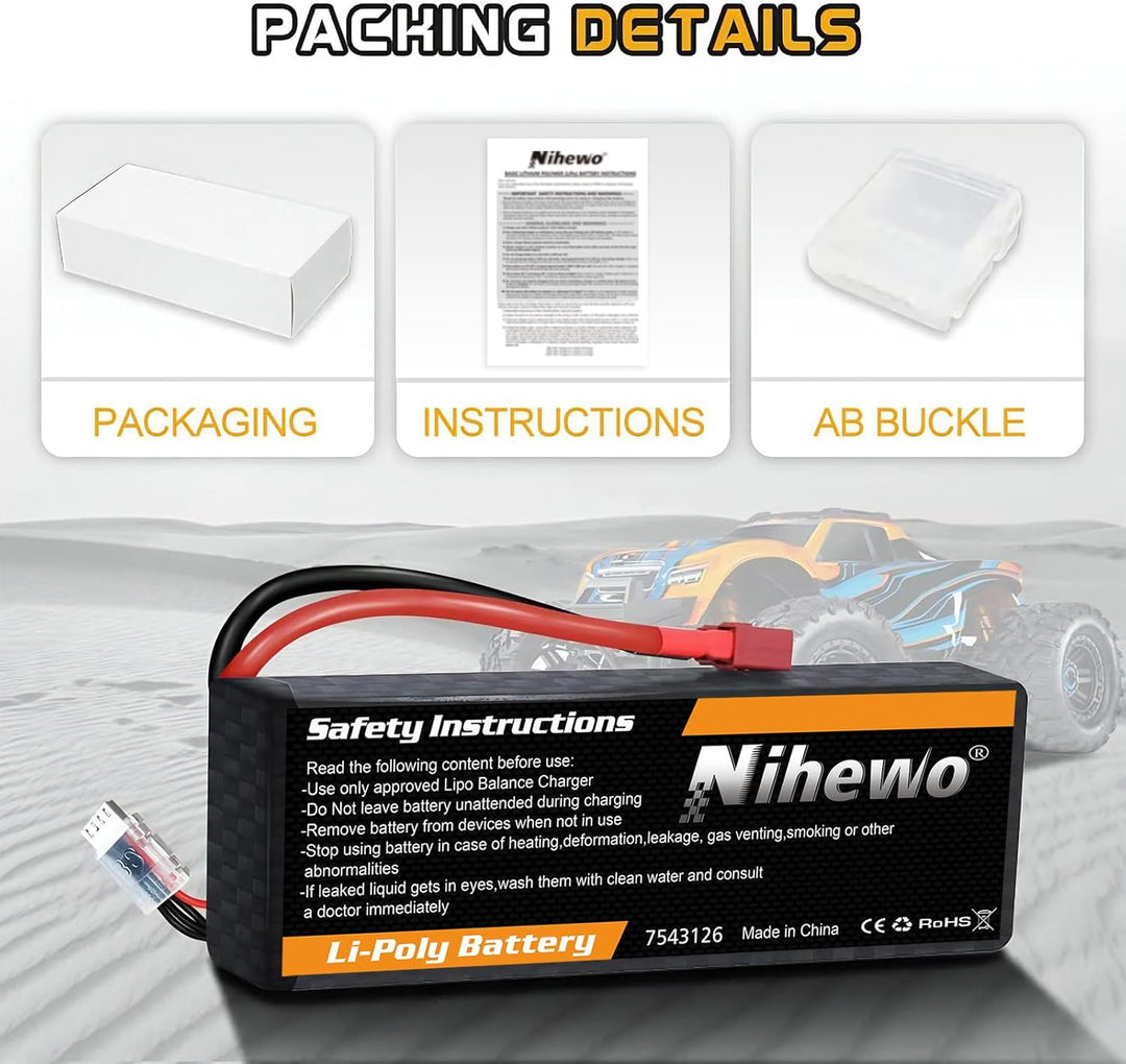 3S LiPo Akku 11,1 V RC Lipo Akkus 3300mAh 80C Hartschalenkoffer mit Deans T Stecker Kompatibel mit L