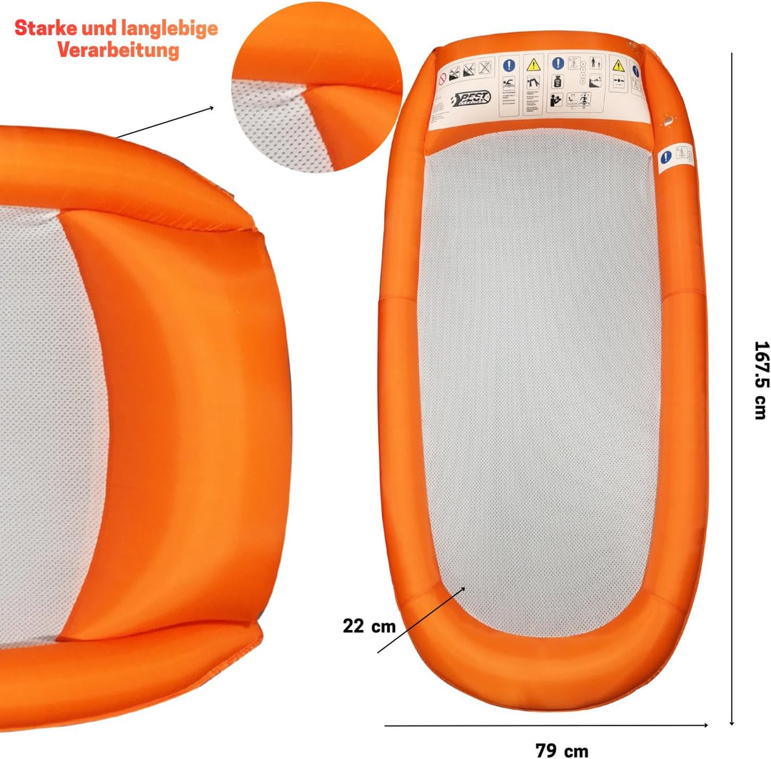 Best Sporting Aufblasbare Wasserhängematte Mesh Mat I Luftmatratze mit Netz | Pool Lounge Float I So