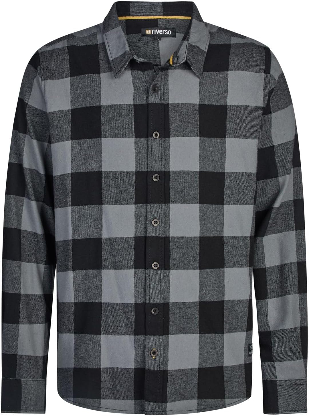 riverso Flanellhemd Herren Langarm Kariert Regular Fit RIVArne Hemd Holzfällerhemd Karohemd 100% Bau