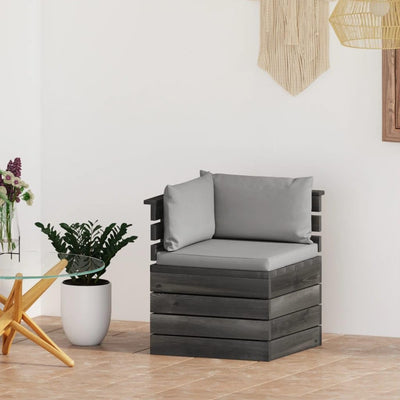 vidaXL Kiefernholz Garten Ecksofa mit Kissen Palettenkissen Sofa Palettensofa Palettenmöbel Sessel E
