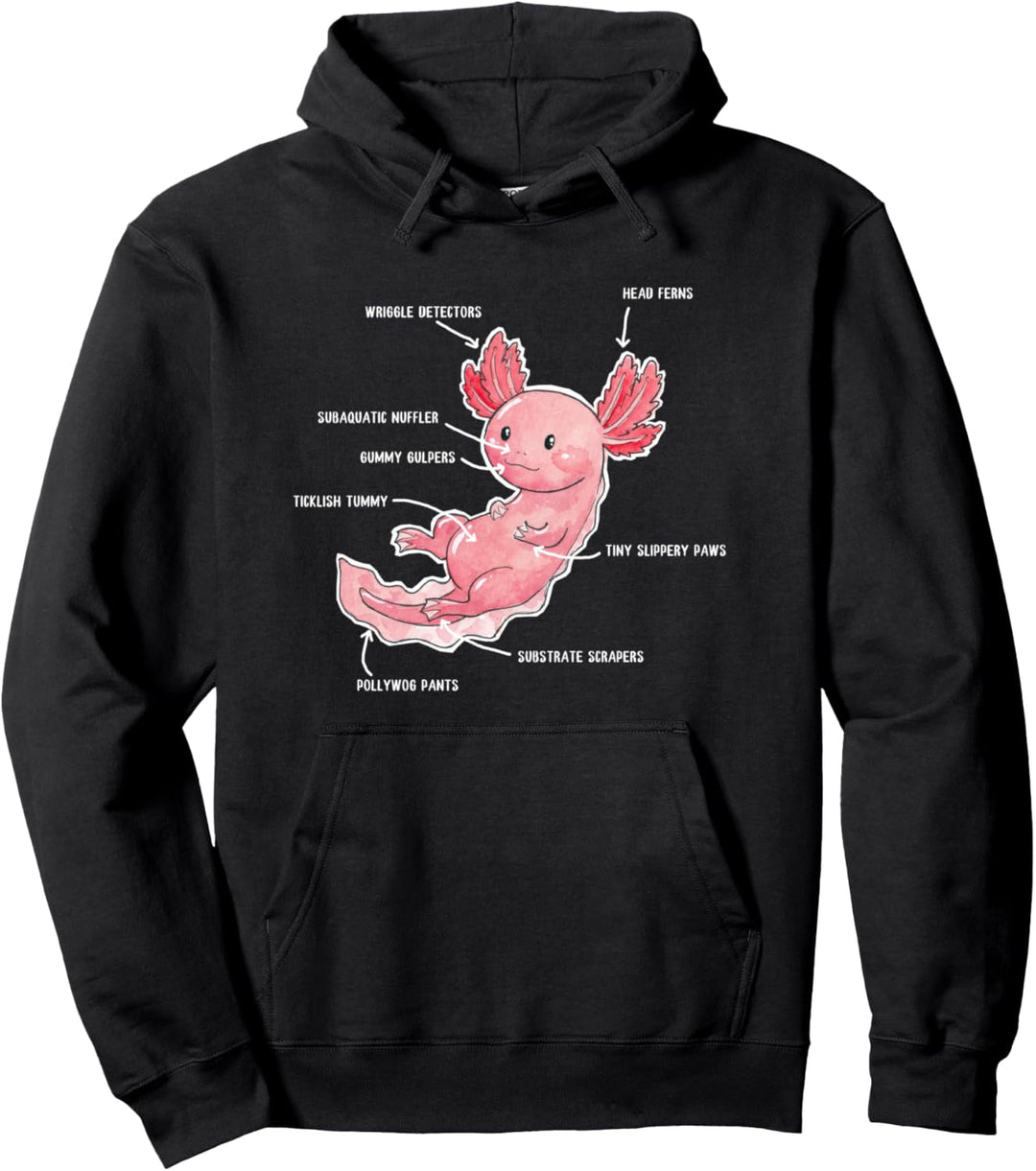 Axolotl Anatomie Beschreibung - Lustig Süsses Tier Design Pullover Hoodie