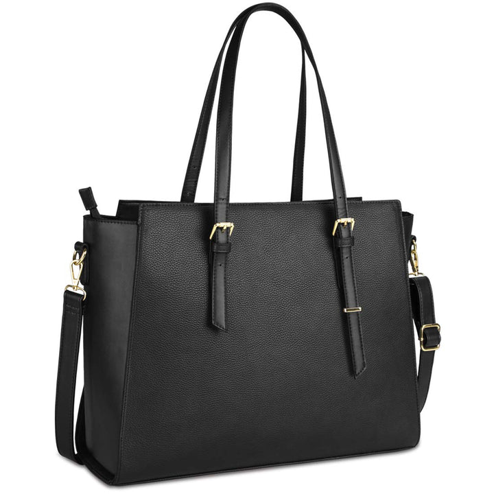 NEWHEY Handtasche Damen Shopper Damen Grosse Schwarz Gross Laptop Tasche 15.6 Zoll Elegant Leder Umh