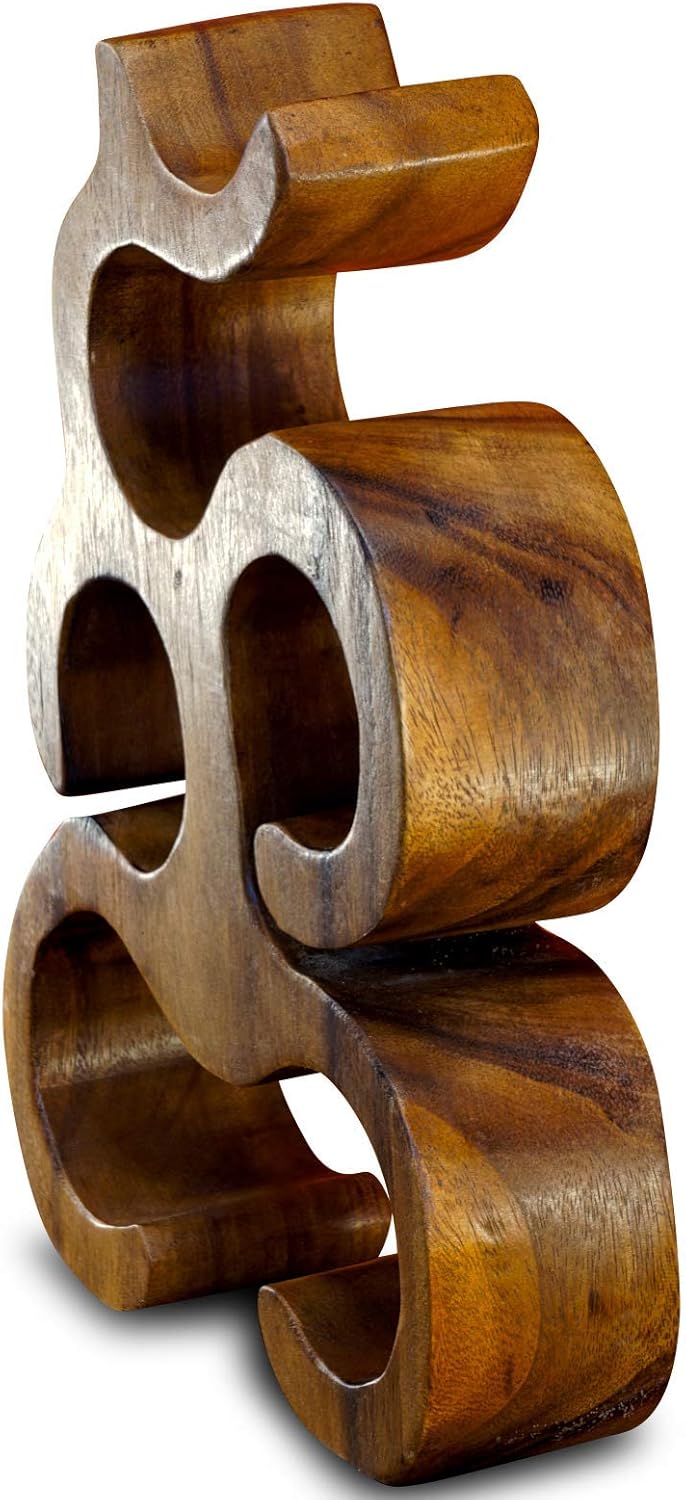 Kinaree Weinregal aus Holz für 6 Flaschen – handgefertigt aus Suar Massivholz – Flaschenregal in Nat