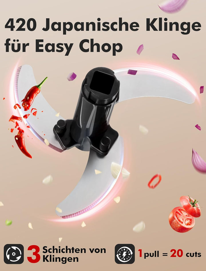 GDL Zwiebelschneider, 800ML Zwiebel Zerkleinerer mit Edelstahlklingen, Multizerkleinerer Gemüseschne