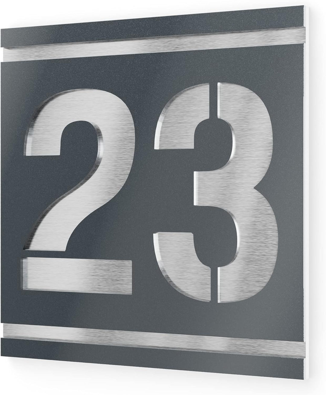 Graviers Design Hausnummernschild mit Gravur aus V2A Edelstahl 120x120mm - Anthrazit Metallic - Wett