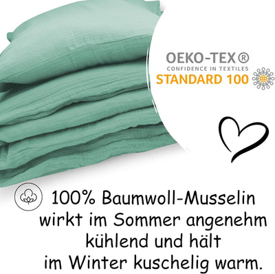 PinkZebra Baby Musselin - Bettwäsche 80 x 80 cm + 35 x 40 cm, Kinderbettwäsche aus ohne GMO 100% Bio