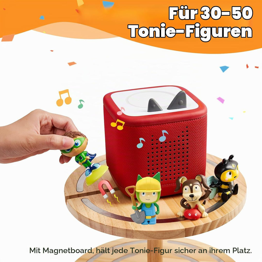 Gieanoo 360°Runde Tonies Magnetisches Regal, 2-Tier Toniebox Display Regal für 30-50 Tonie Charakter