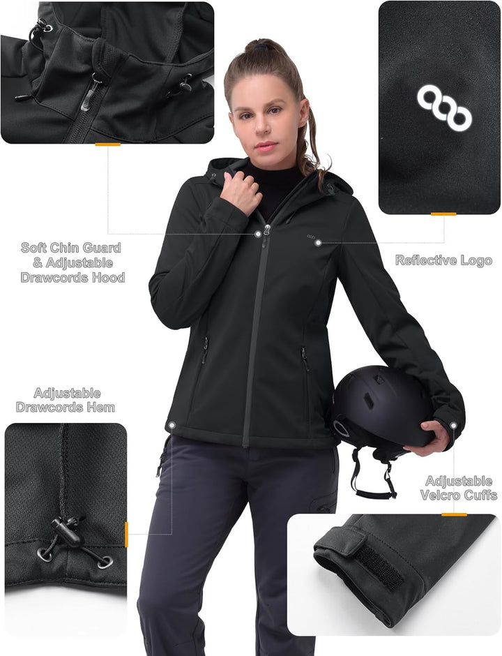 33,000ft Damen Softshelljacke Wasserdichte Winddichte Funktionsjacke Atmungsaktive Übergangsjacke Le