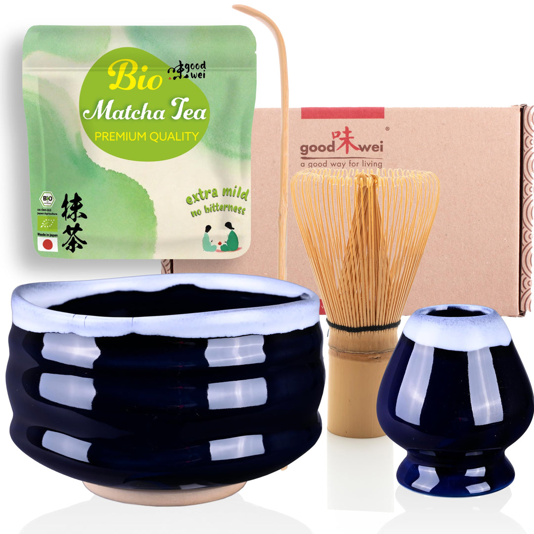 Goodwei BIO Matcha aus Japan im Matcha-Set komplett mit hochwertiger Matcha Schale aus Keramik, Matc