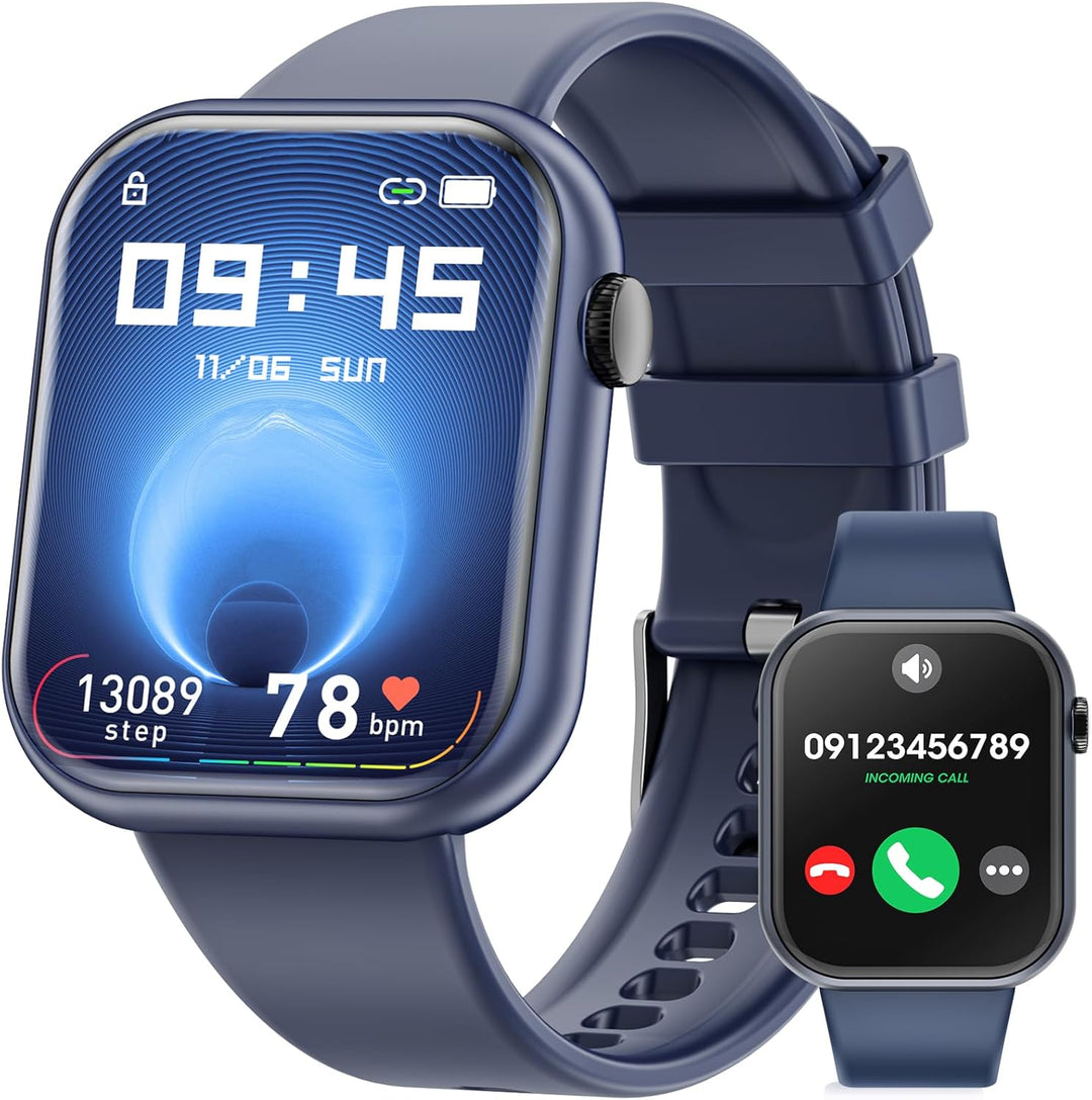 Smartwatch Damen Herren, 1.85" Zoll Touchscreen Smart Watch mit Bluetooth Anrufe, Uhr Damen Herren m