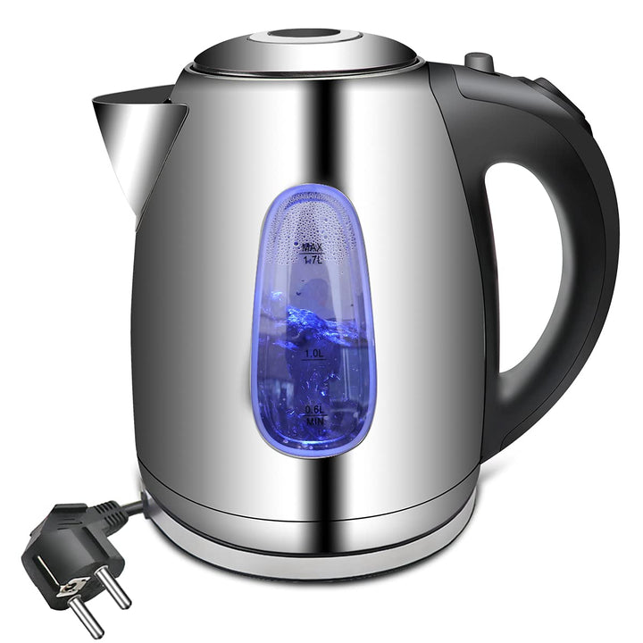EXTRASTAR Wasserkocher aus Edelstahl, 2200W, mit blauem LED-Licht, bpa, automatischer Abschaltung un