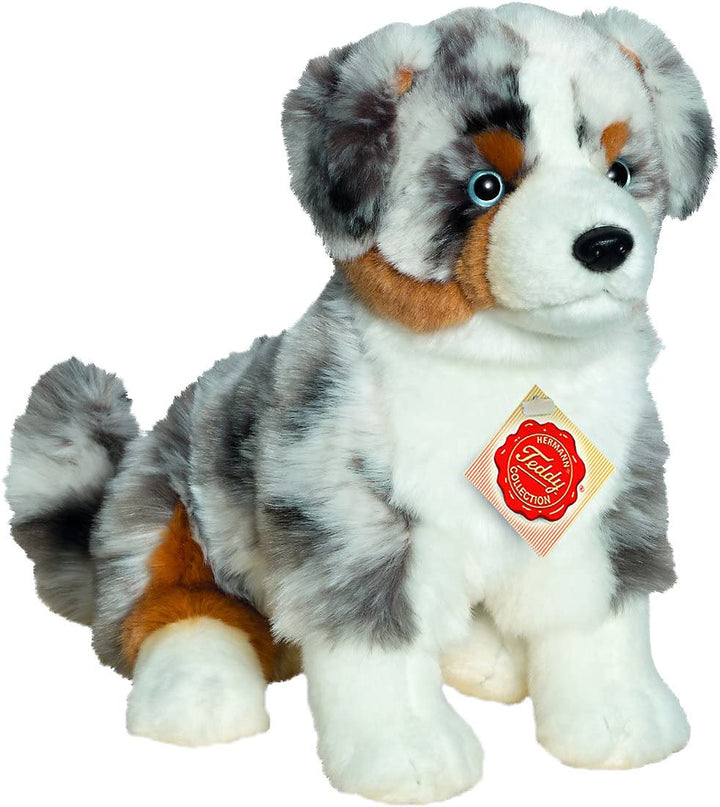 Teddy Hermann 91933 Hund Australian Shepherd 30 cm, Kuscheltier, Plüschtier mit recycelter Füllung,
