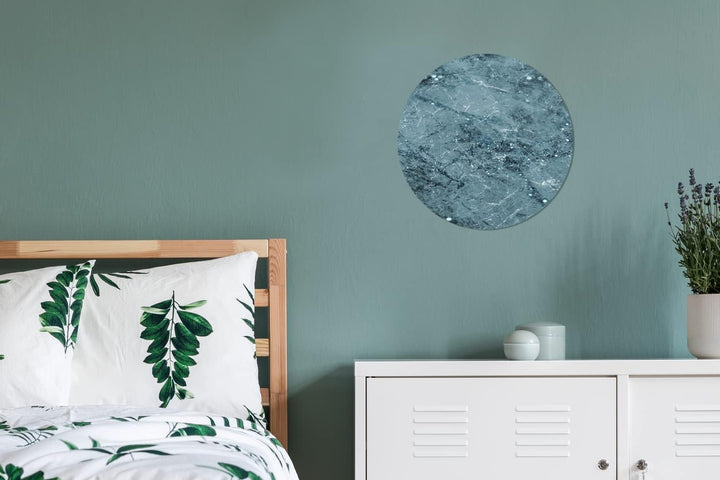 Wandbild Rund Wanddeko Deko Wohnzimmer Bilder 30x30 cm Marmor - Blau - Muster, 30x30 cm