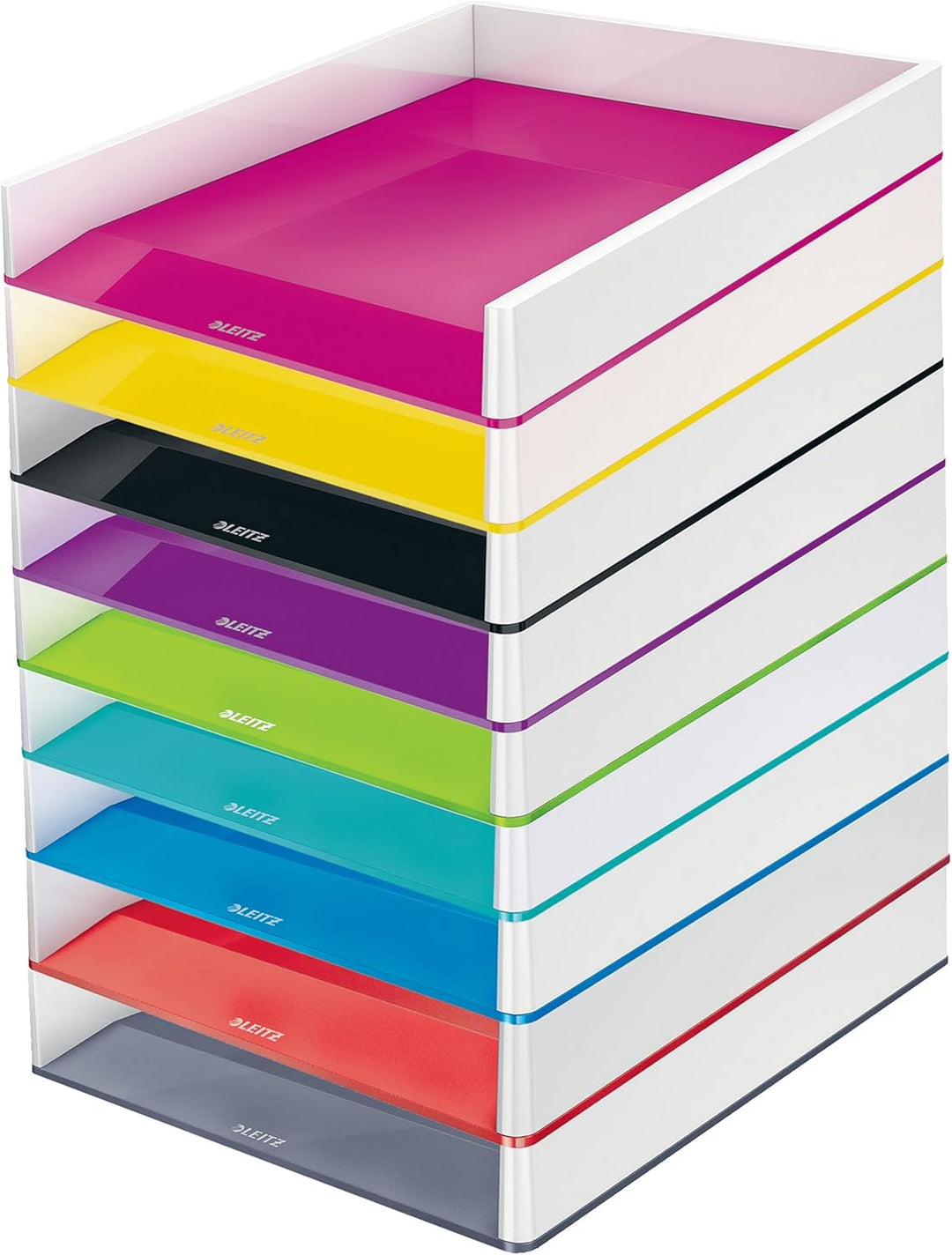 Leitz Briefkorb A4, 4er Pack, Zweifarbiges Design, Weiss/Blau, Duo Colour, WOW, 53611036 Weiss / Bla