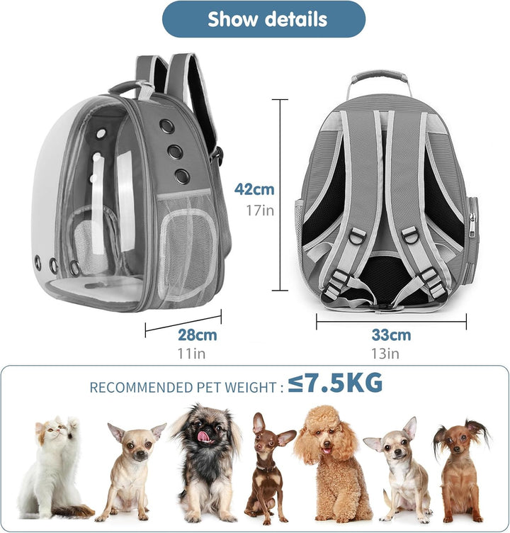 PETCUTE Katzenrucksack Raumkapsel,Tragbar Haustier-Rucksack für kleine Katzen, Welpen, Hunde, Hase,A