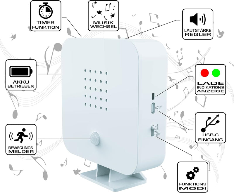 Northpoint Nature Sound Box Vogelgezwitscher Vogelgeräusche Box Motion Sensor Vogelgeräusche Licht W