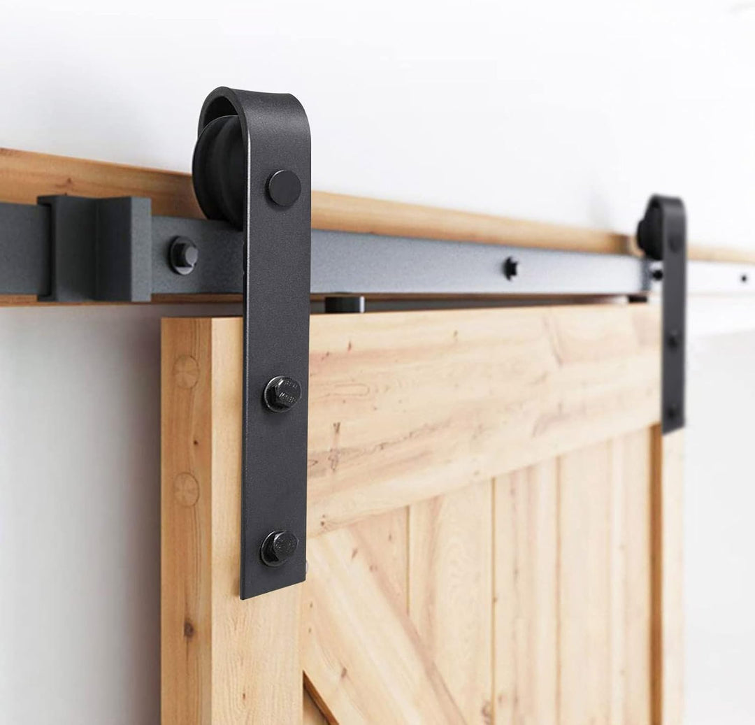 Eulenke Schiebetürbeschlag Komplettset - Schiebetürsystem für Holztüren und Falttüren - 152cm Schwar