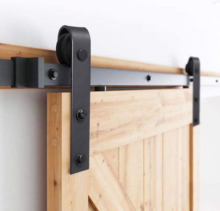 Eulenke Schiebetürbeschlag Komplettset - Schiebetürsystem für Holztüren und Falttüren - 152cm Schwar