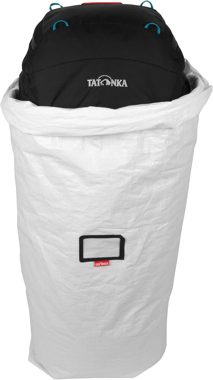 Tatonka Pack Cover Universal - Schutzhülle für Rucksäcke von 90 bis 130 Liter Volumen, Weiss Logo, L