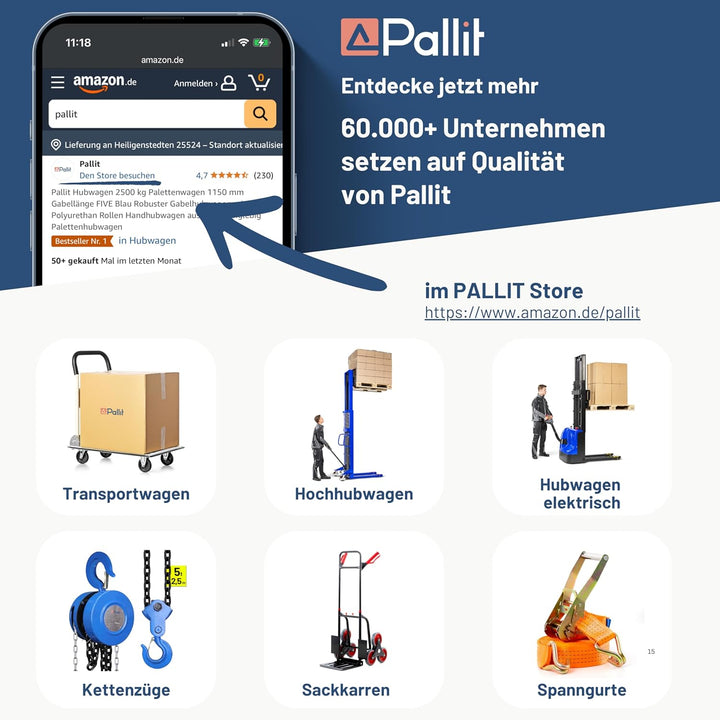 Pallit elektrische Seilwinde MOBILE | 150/300 kg | 12 m Stahlseil | inkl Kabelfernbedieung mit 1,5 m