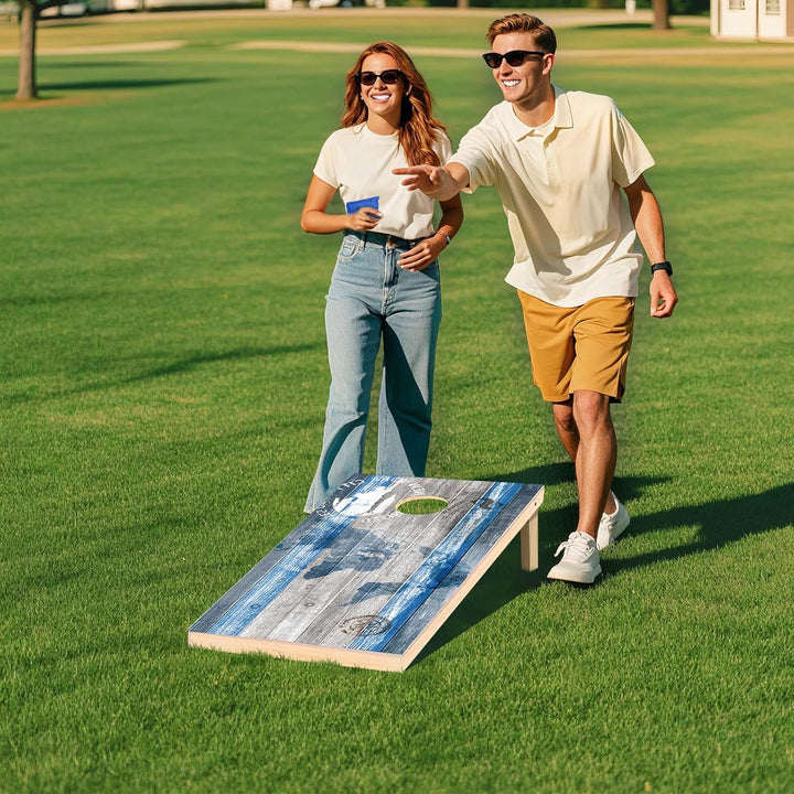 Wakefa Cornhole Verordnung Grösse 121x60cm Massivholz Sackloch Spiel Set mit 2 Corn Hole Boards, 8 S