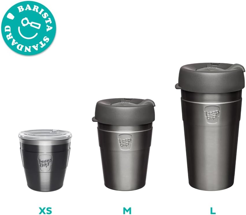 KeepCup Thermobecher, gross, 454 ml, Edelstahl, wiederverwendbar, Schwarz L (1er Pack) Stainless Ste