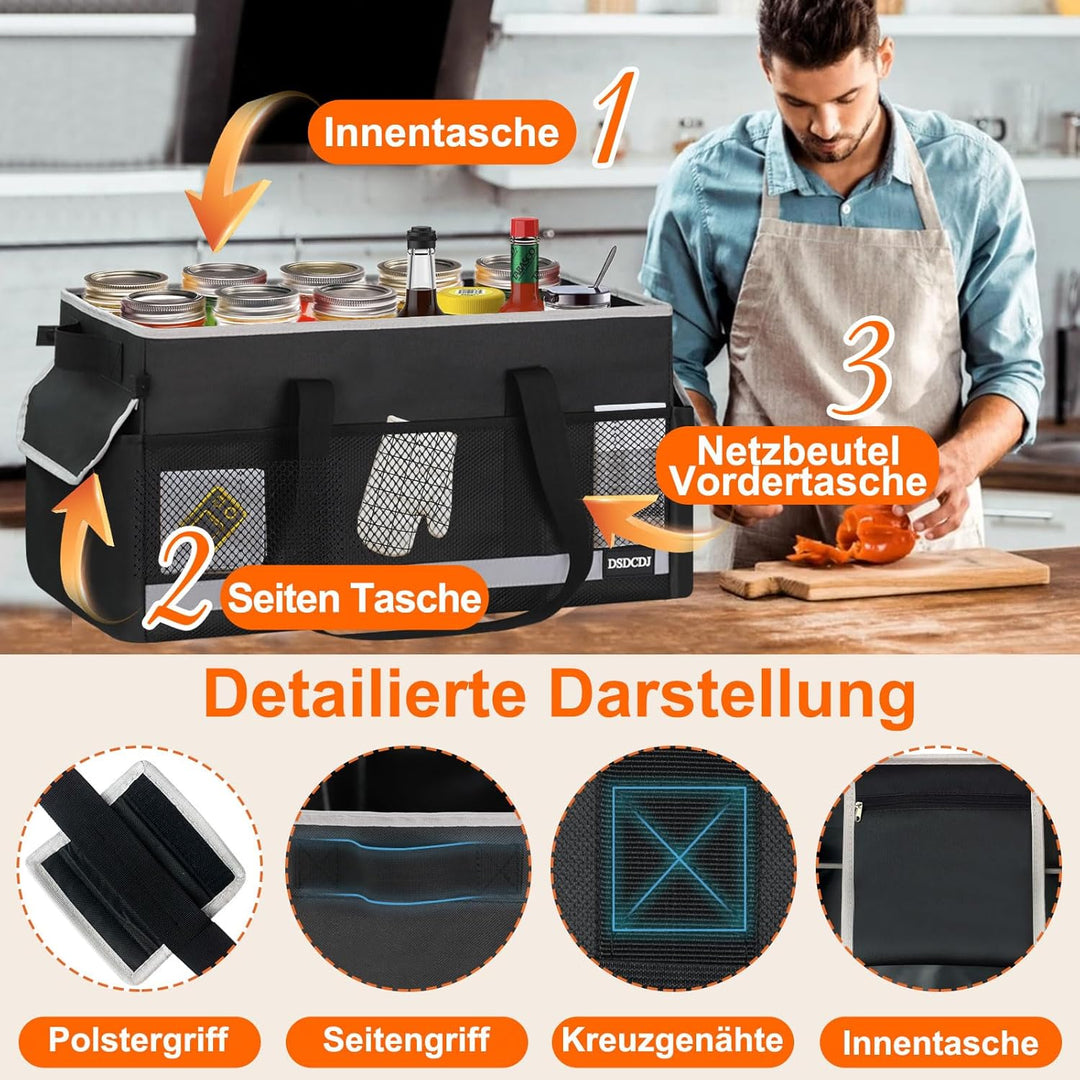 48L Einkaufskorb Faltbar mit Leuchtstreifen – Korb Einkaufen mit Verstärktem Boden – Einkaufstasche